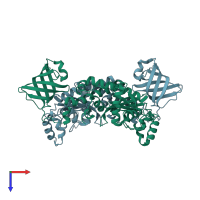 PDB entry 1n9w coloured by chain, top view.