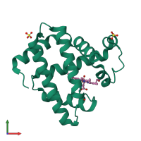 PDB entry 1n9x coloured by chain, front view.