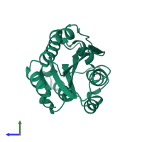 PDB entry 1n9z coloured by chain, side view.