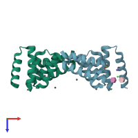 PDB entry 1na0 coloured by chain, top view.