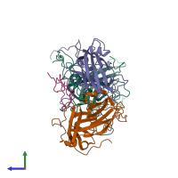 PDB entry 1na1 coloured by chain, side view.
