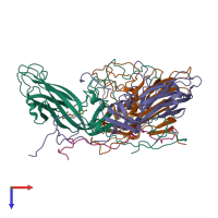PDB entry 1na1 coloured by chain, top view.