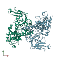 PDB entry 1na6 coloured by chain, front view.