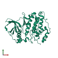 PDB entry 1na7 coloured by chain, front view.