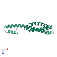 PDB entry 1naf coloured by chain, top view.