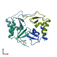 PDB entry 1nap coloured by chain, front view.