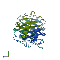 PDB entry 1nap coloured by chain, side view.