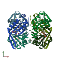 PDB entry 1naq coloured by chain, front view.