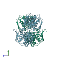 PDB entry 1naw coloured by chain, side view.