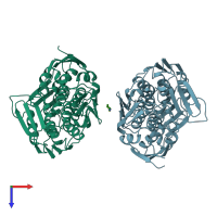 PDB entry 1naw coloured by chain, top view.