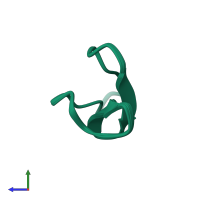 PDB entry 1nb1 coloured by chain, ensemble of 20 models, side view.