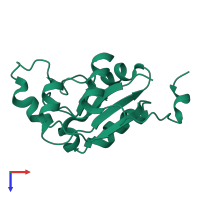 PDB entry 1nb2 coloured by chain, top view.