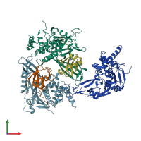 PDB entry 1nbf coloured by chain, front view.