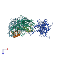 PDB entry 1nbf coloured by chain, top view.