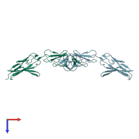 PDB entry 1nbq coloured by chain, top view.