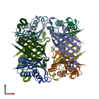 PDB entry 1nbu coloured by chain, front view.