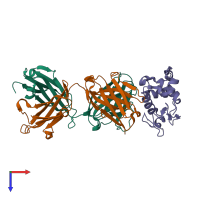 PDB entry 1nby coloured by chain, top view.