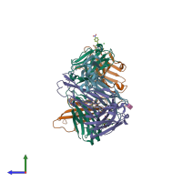 PDB entry 1nc4 coloured by chain, side view.