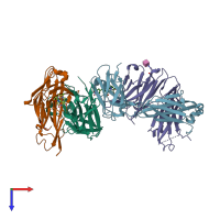 PDB entry 1nc4 coloured by chain, top view.