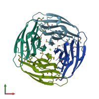 PDB entry 1nc7 coloured by chain, front view.