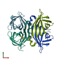 PDB entry 1nc9 coloured by chain, front view.