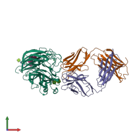 PDB entry 1ncb coloured by chain, front view.