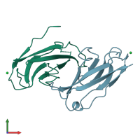 PDB entry 1nch coloured by chain, front view.