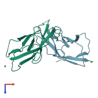 PDB entry 1nch coloured by chain, top view.