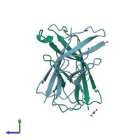 PDB entry 1nci coloured by chain, side view.