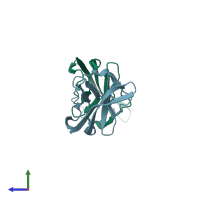 PDB entry 1ncn coloured by chain, side view.
