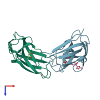 PDB entry 1nco coloured by chain, top view.