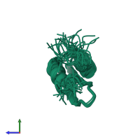 PDB entry 1ncs coloured by chain, ensemble of 46 models, side view.