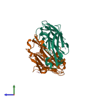 PDB entry 1ncw coloured by chain, side view.