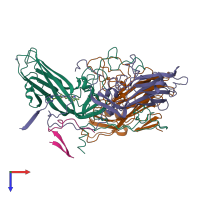 PDB entry 1nd3 coloured by chain, top view.