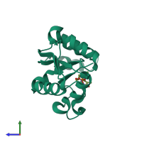 PDB entry 1ndc coloured by chain, side view.