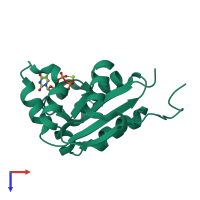PDB entry 1ndc coloured by chain, top view.