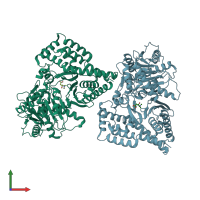 PDB entry 1ndf coloured by chain, front view.