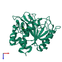 PDB entry 1ndu coloured by chain, top view.