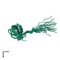 PDB entry 1ne3 coloured by chain, ensemble of 20 models, top view.