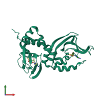 PDB entry 1ne4 coloured by chain, front view.