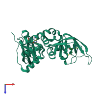 PDB entry 1ne4 coloured by chain, top view.