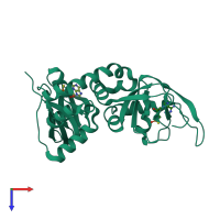 PDB entry 1ne6 coloured by chain, top view.