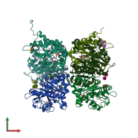 PDB entry 1ne7 coloured by chain, front view.