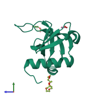 PDB entry 1ne8 coloured by chain, side view.