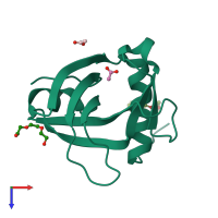 PDB entry 1ne8 coloured by chain, top view.