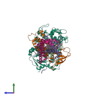 PDB entry 1nek coloured by chain, side view.