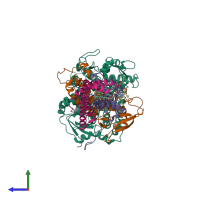 PDB entry 1nen coloured by chain, side view.