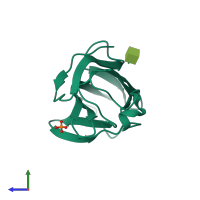 PDB entry 1nep coloured by chain, side view.