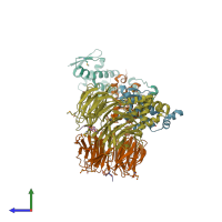 PDB entry 1nex coloured by chain, side view.