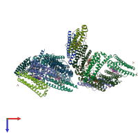 PDB entry 1nf4 coloured by chain, top view.